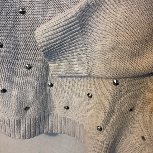 Rock & Republic Womens Sweater Beige XL Long Sleeve Silver Studs Metal Rock City - Picture 3 of 7